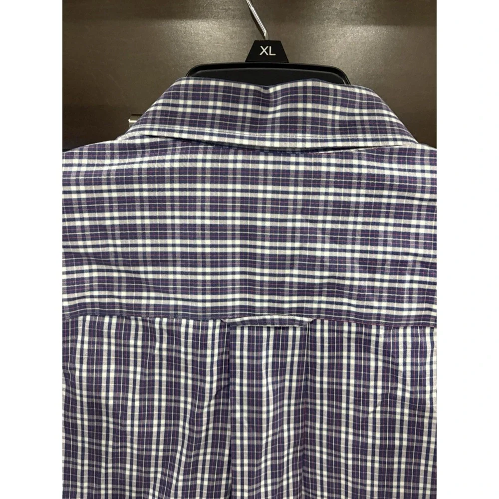 Orvis Men's XL Blue Purple Tattersall Plaid Button Up Shirt Short Sleeve